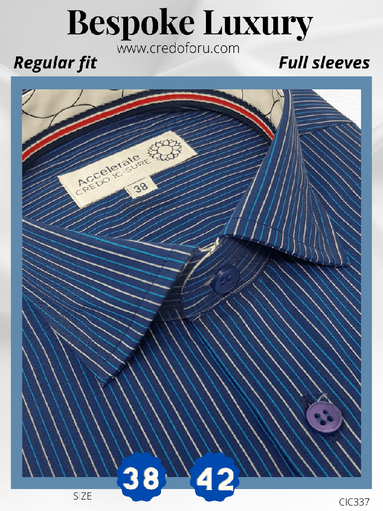 Arvind Fabric White Stripe on Blue Shirt