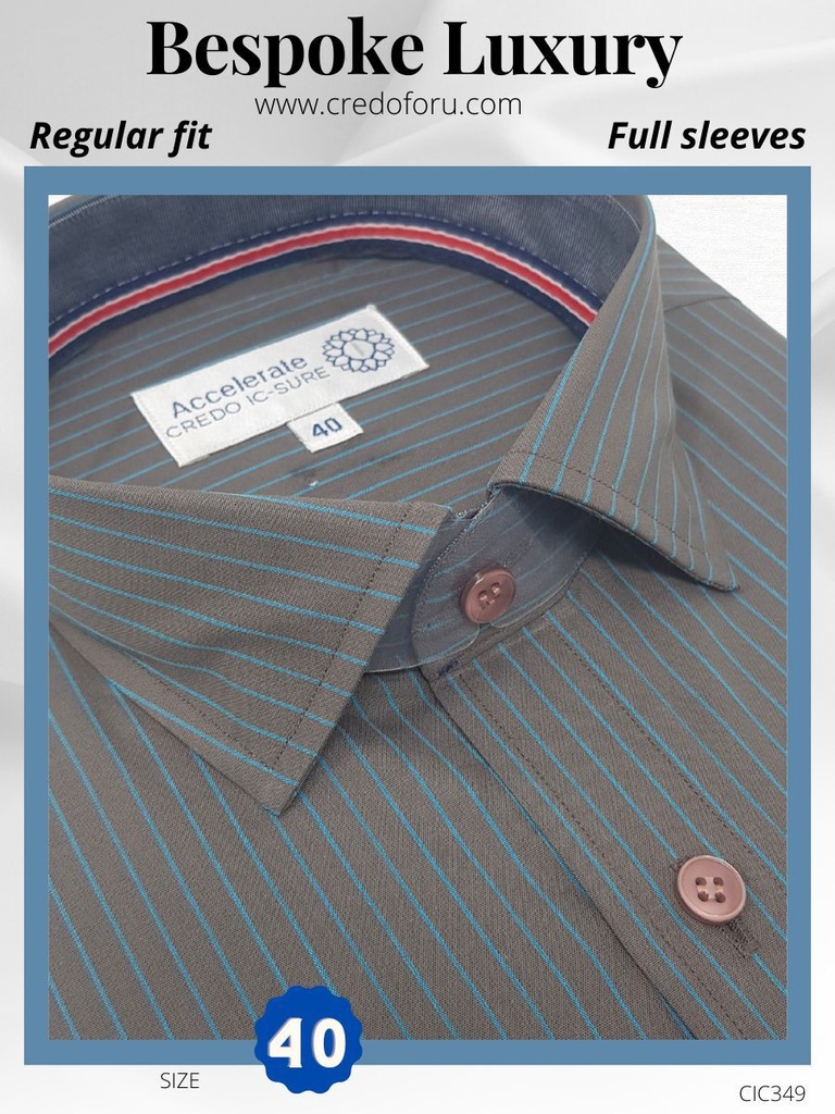 [arvind-fabric-black-check-on-peach-shirt-40] Arvind Dark Grey Stripe Shirt