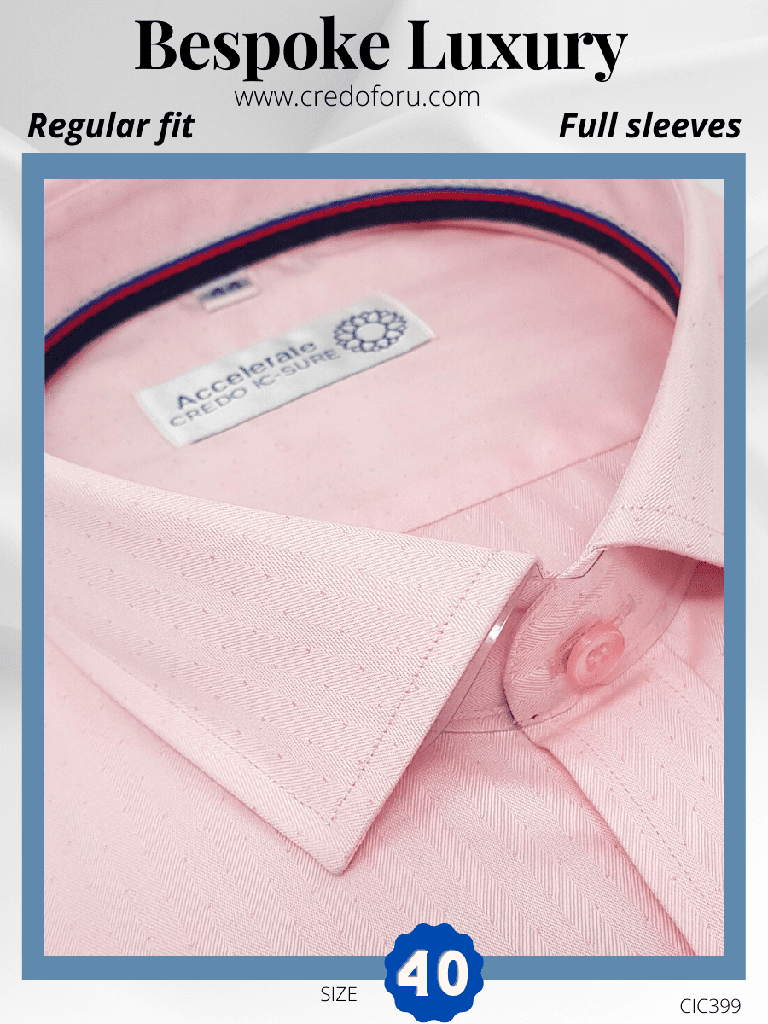 Valji Fabric Pink Regular Fit Texture Formal Shirt