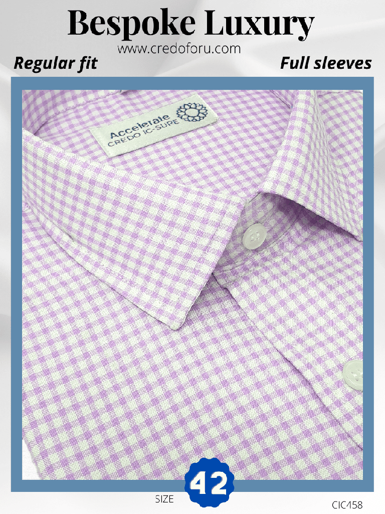 Mauve Check Full Sleeve Formal Shirt