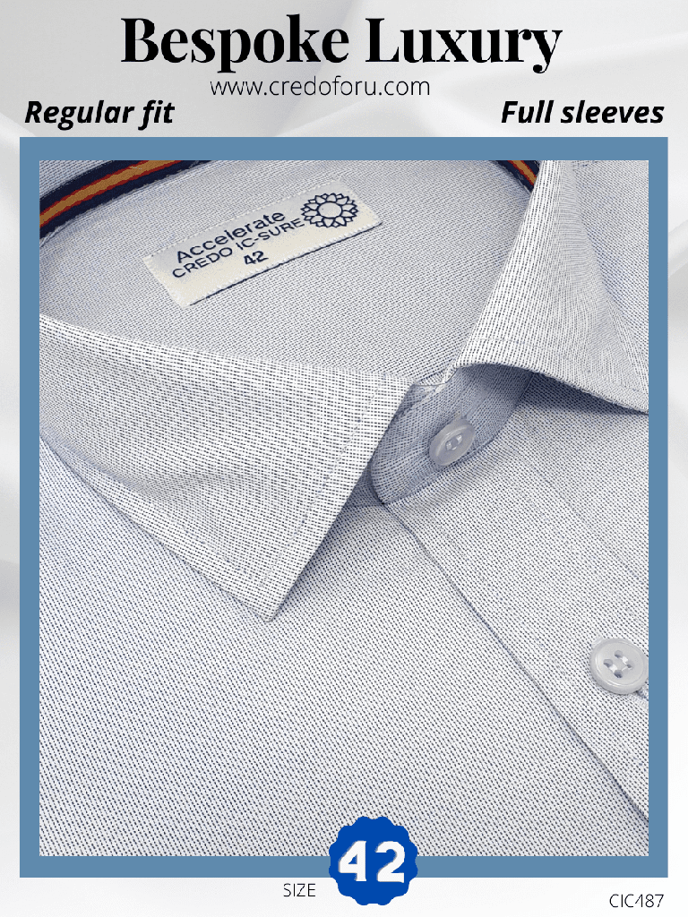 Raymond Fabric Sky Blue Texture Regular Cuff Formal Shirt