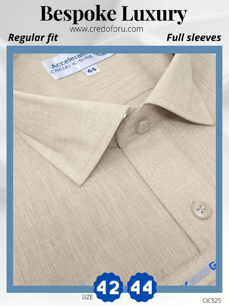[cic525] Graviera Fabric's Beige Texture Formal Shirt(525)