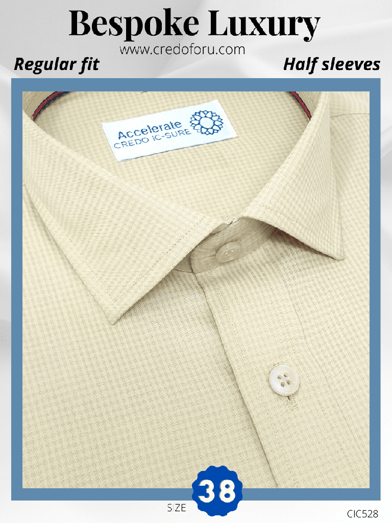 Beige Check Half Sleeve Formal Shirt(528)