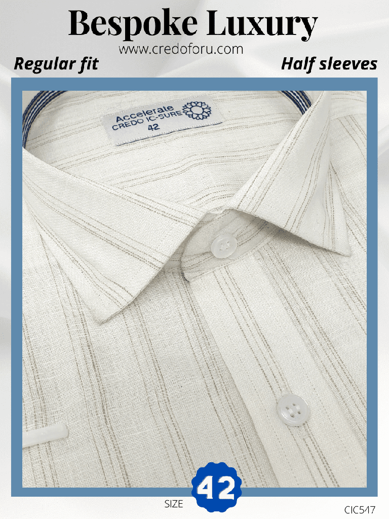 Beige Stripe on White Formal Shirt(547)
