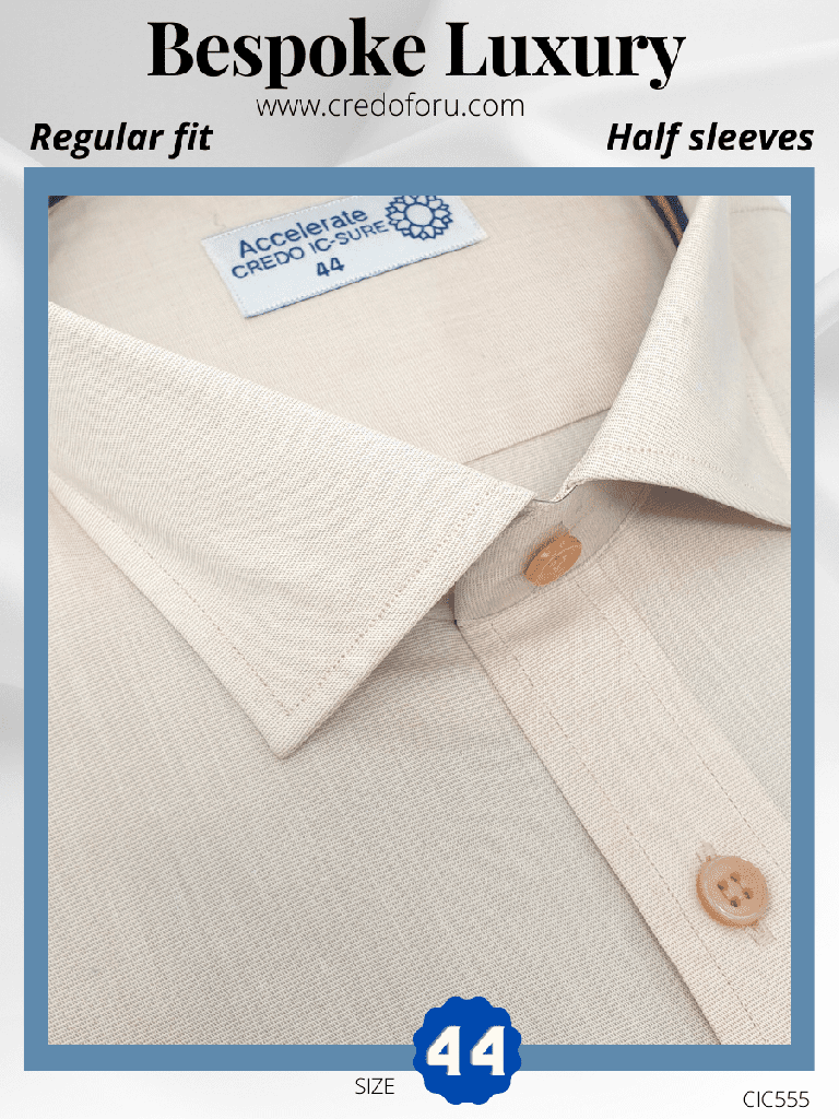 [cic555] Raymond Fabric Beige Half Sleeve Formal Shirt(555)