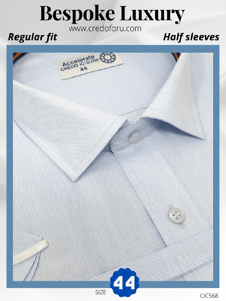 Raymond Fabric Light Blue Texture Half Sleeve Formal Shirt(568)