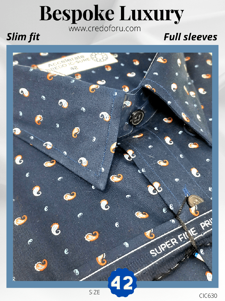 Printed Navy Blue Full Sleeves Shirt (630)