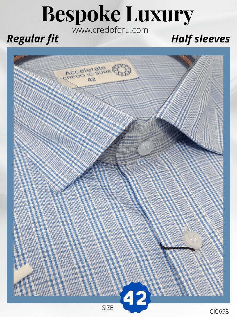 Raymonds Sky Blue White Check Half Sleeve Shirt(654)