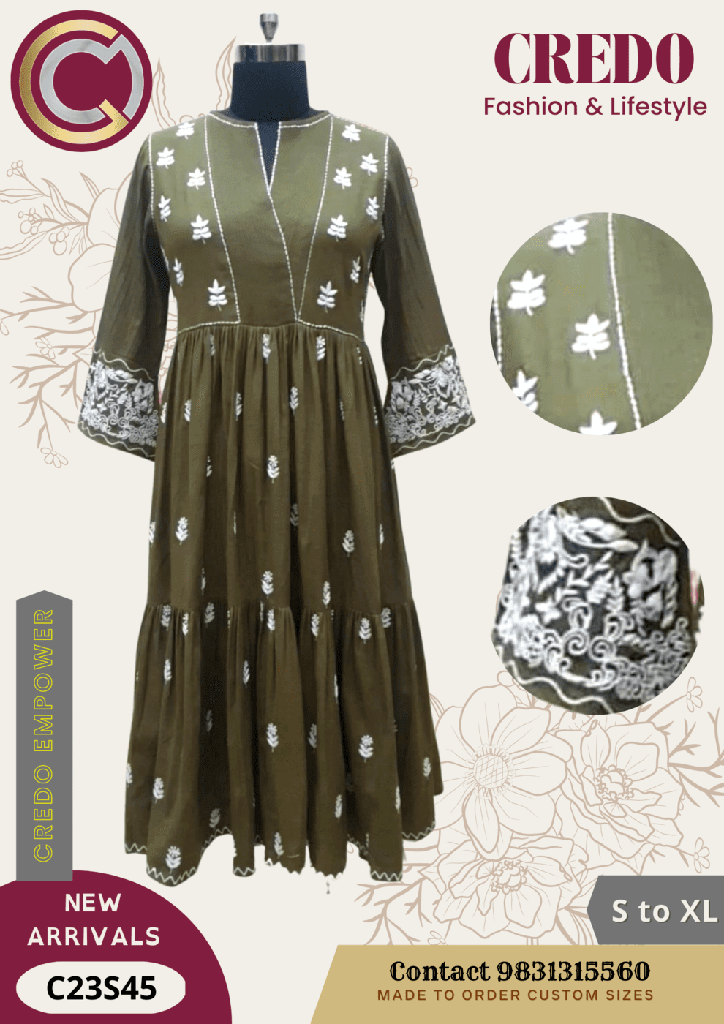 [khadi-sap-green-embroidered-dress-l-1] Khadi Sap green embroidered dress