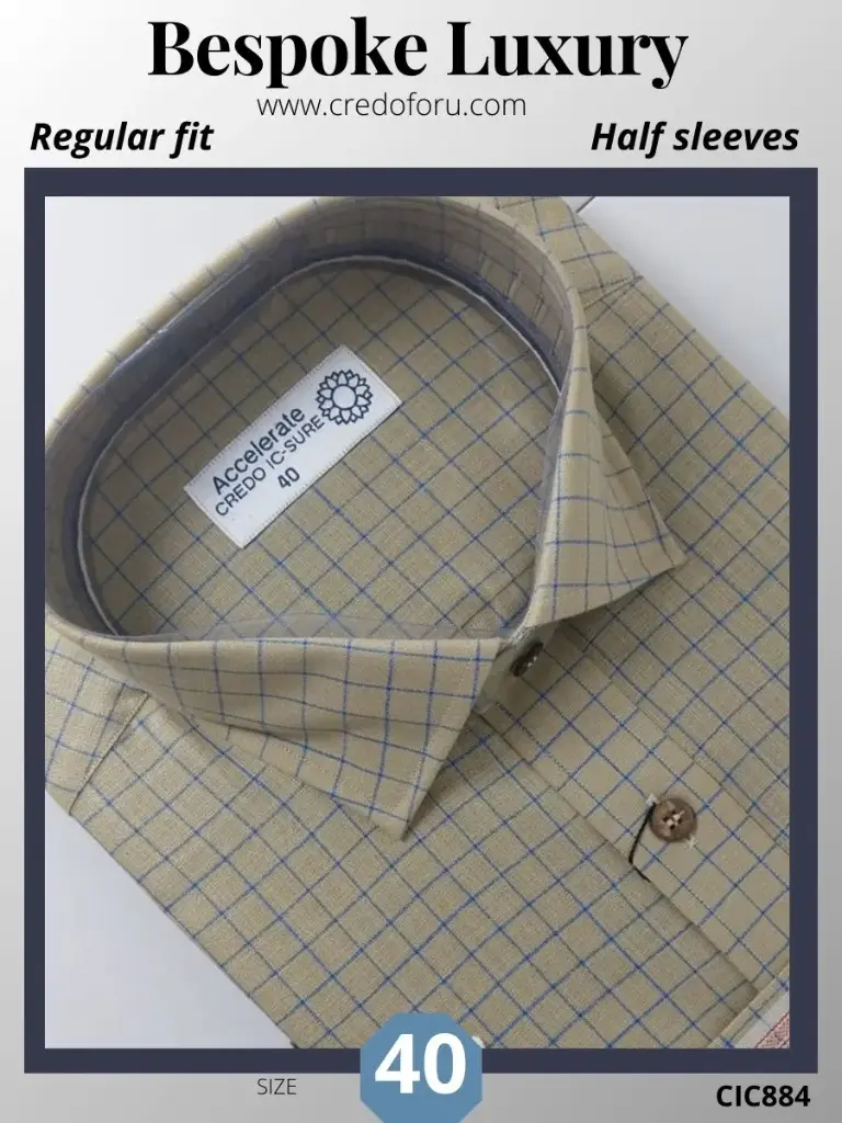 Blue checks on Mehendi Green Mens Shirt(884)