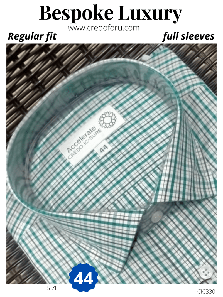 Men green & black checked full sleeves shirt