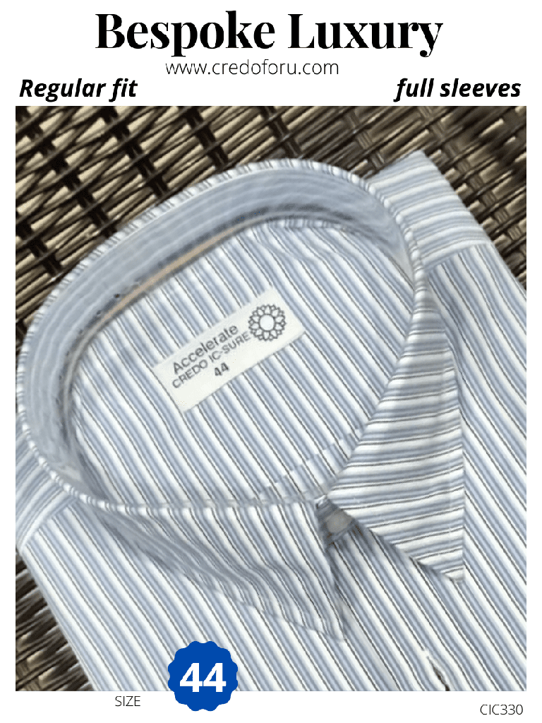 Men grey colour with white striped full sleeves formal shirt