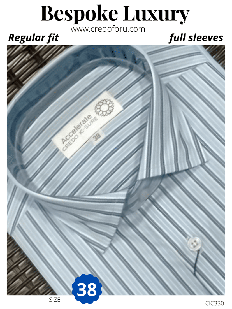 Grey striped full sleeves formal shirt