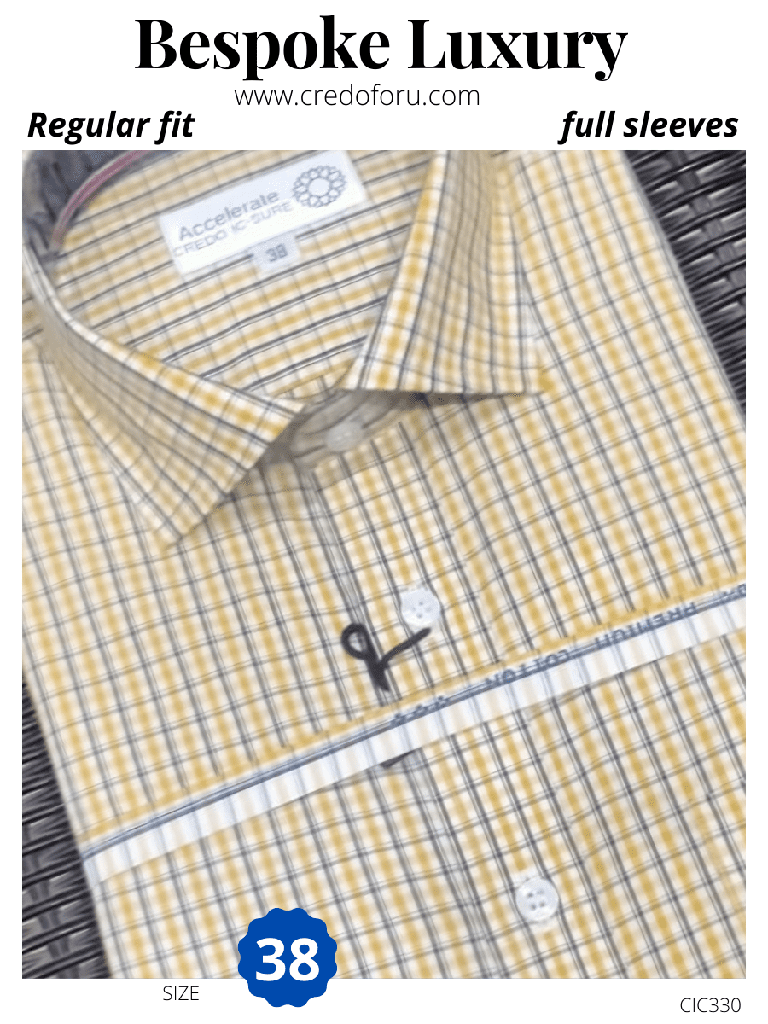 Blue checked yellow colour full sleeves formal shirt
