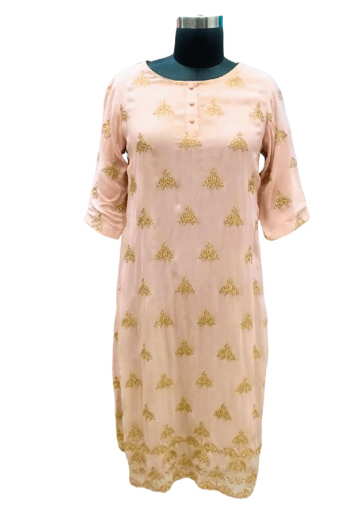 [womens-peach-pink-straight-kurti-medium-1] women's peach pink Straight Kurti