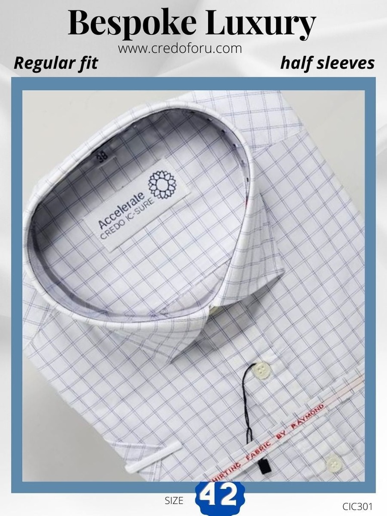 Men white blue checked formal shirt