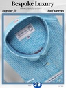 men light sky white striped half sleeves formal shirt