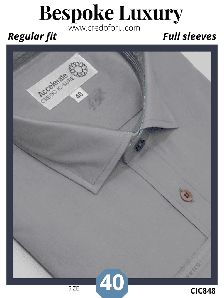solid grey full sleeve formal shirt (848)