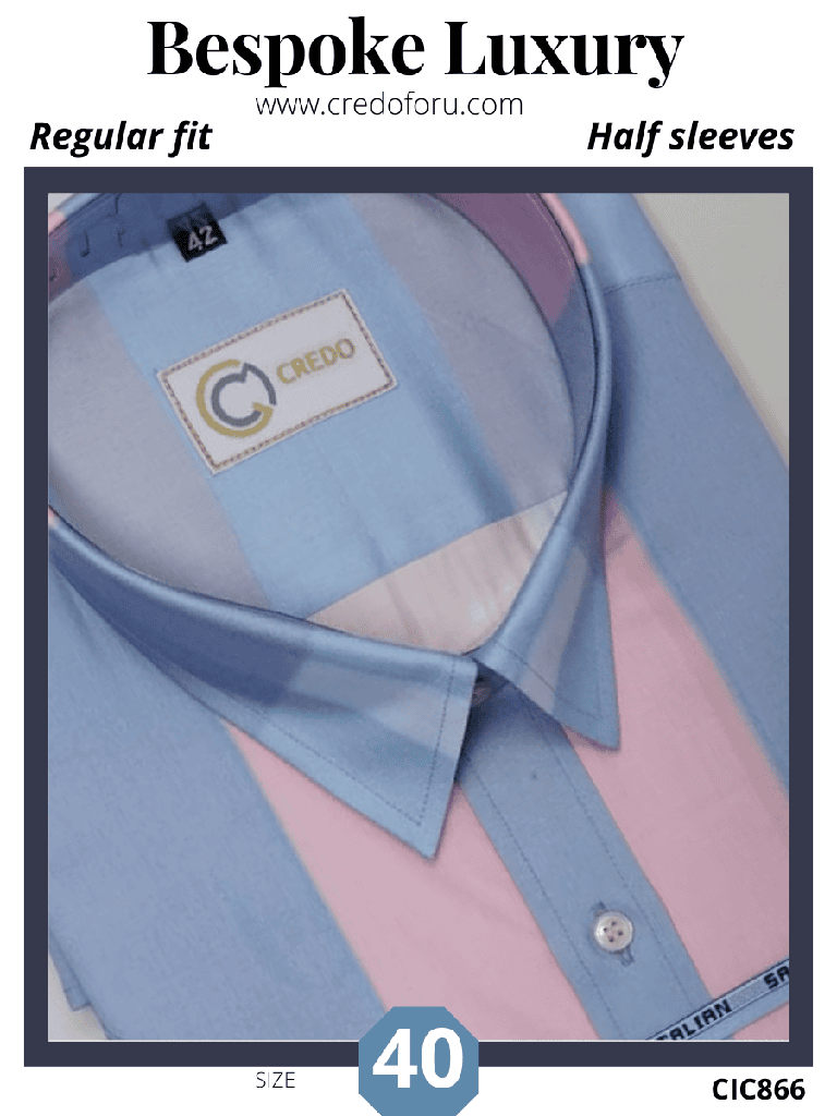 Pink and light blue color block shirt (866)