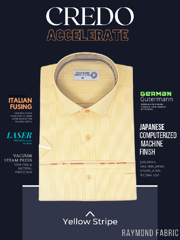 Raymond Fabric Yellow Stripe Half Sleeves Formal Shirt(83)