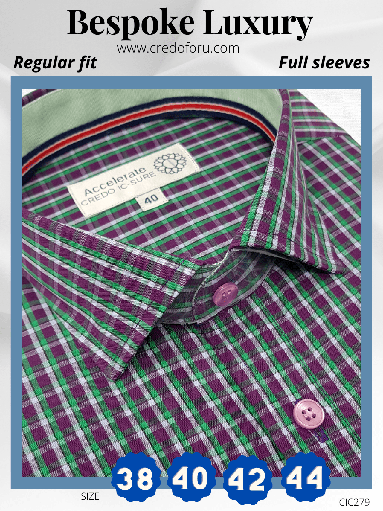 Mauve Green Check Formal Shirt