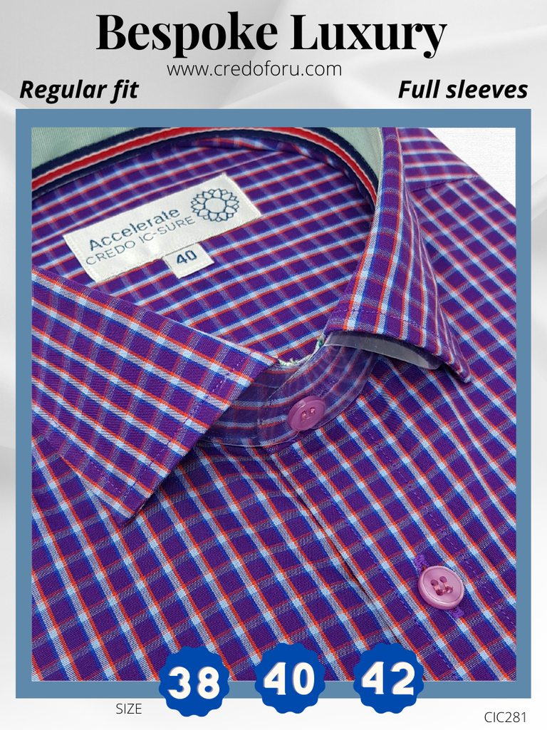Arvind Fabric Purple Check Formal Shirt