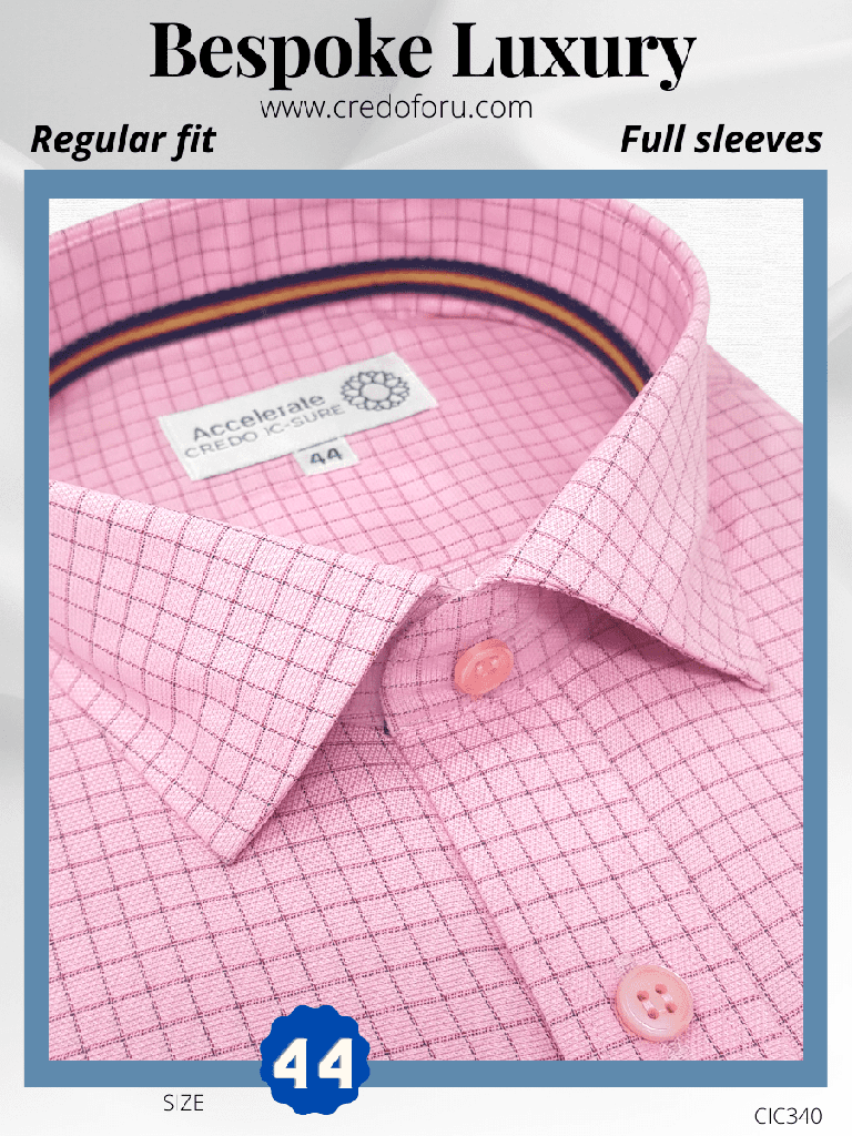 [siyaram-fabric-black-check-on-pink-shirt-44] Siyaram Fabric Black Check on Pink Shirt