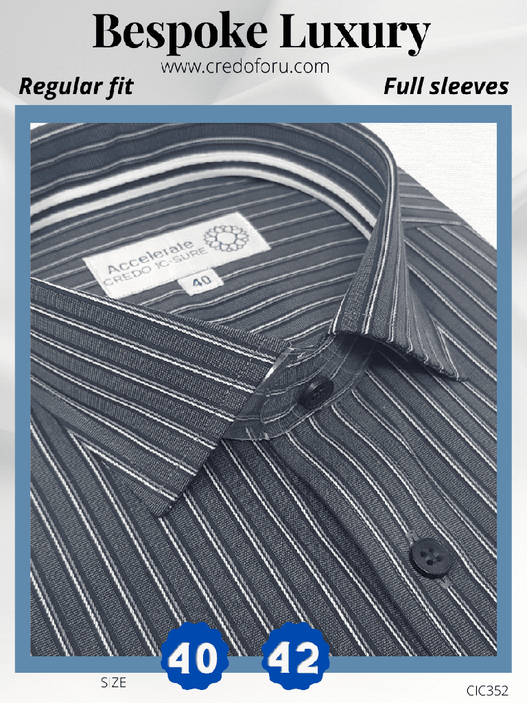 [black-stripe-on-grey-formal-shirt-42] Black Stripe on Grey Formal Shirt