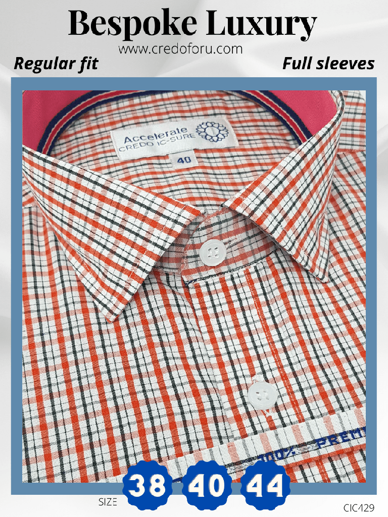 [arvind-fabric-rust-check-on-white-formal-shirt-44] Arvind Fabric Rust Check on White Formal Shirt