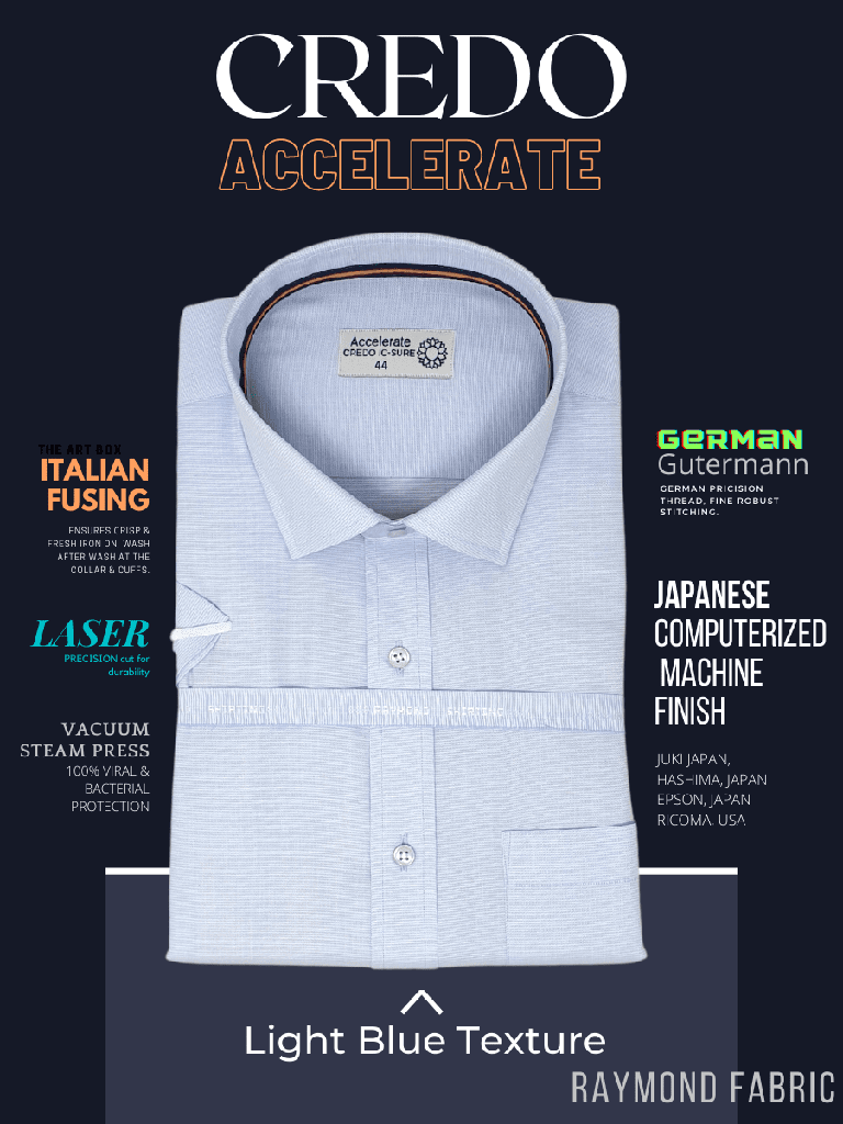 Raymond Fabric Light Sky Blue Half Sleeve Formal Shirt(512)