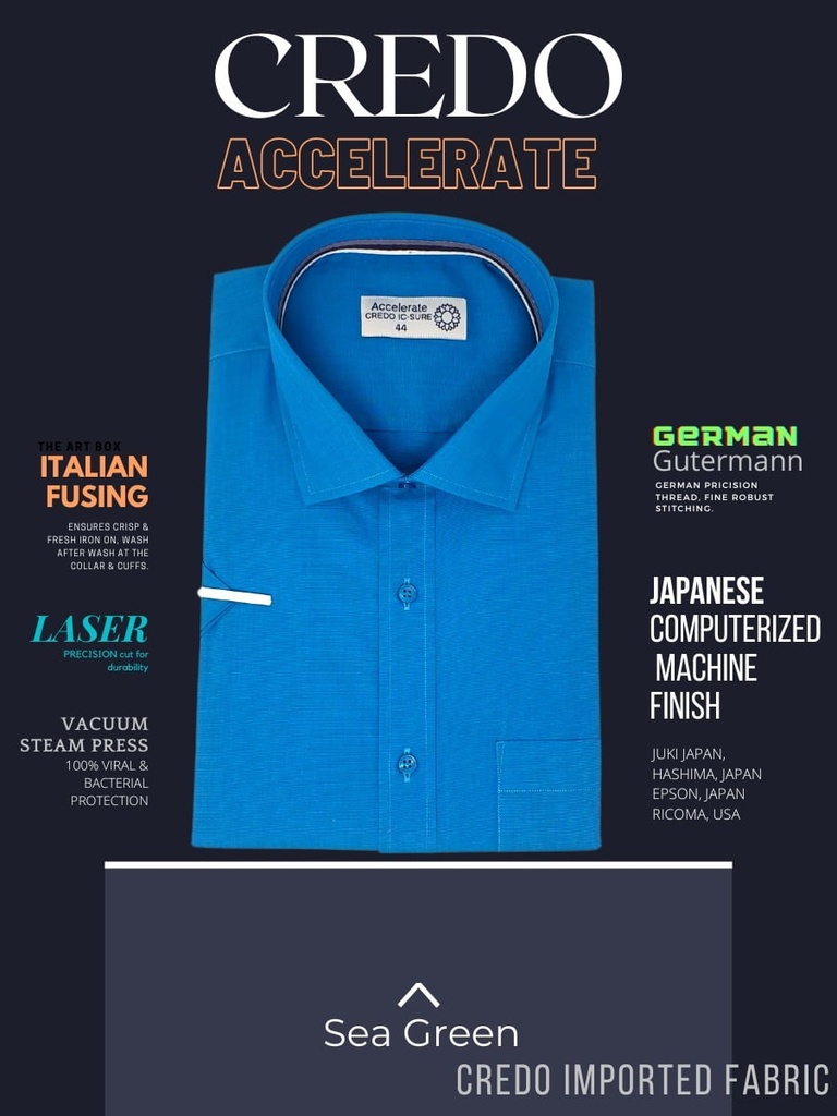 [credo-imported-green-texture-half-sleeve-shirt650-44-1] Credo Imported Blue Texture Half Sleeve Shirt(650)