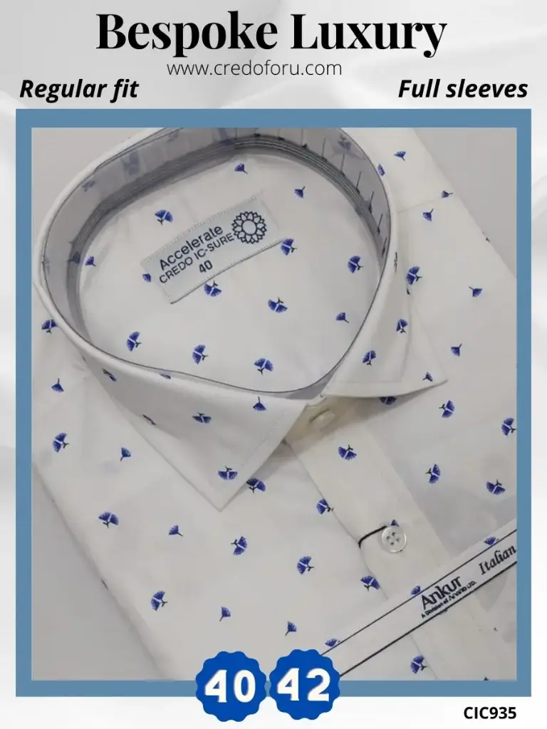 White Floral Printed Mens Shirt(935) (40)