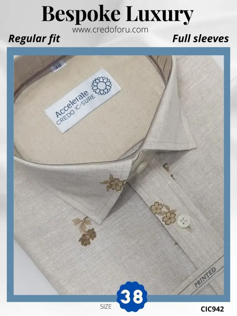 Beige Printed Mens Shirt(942)
