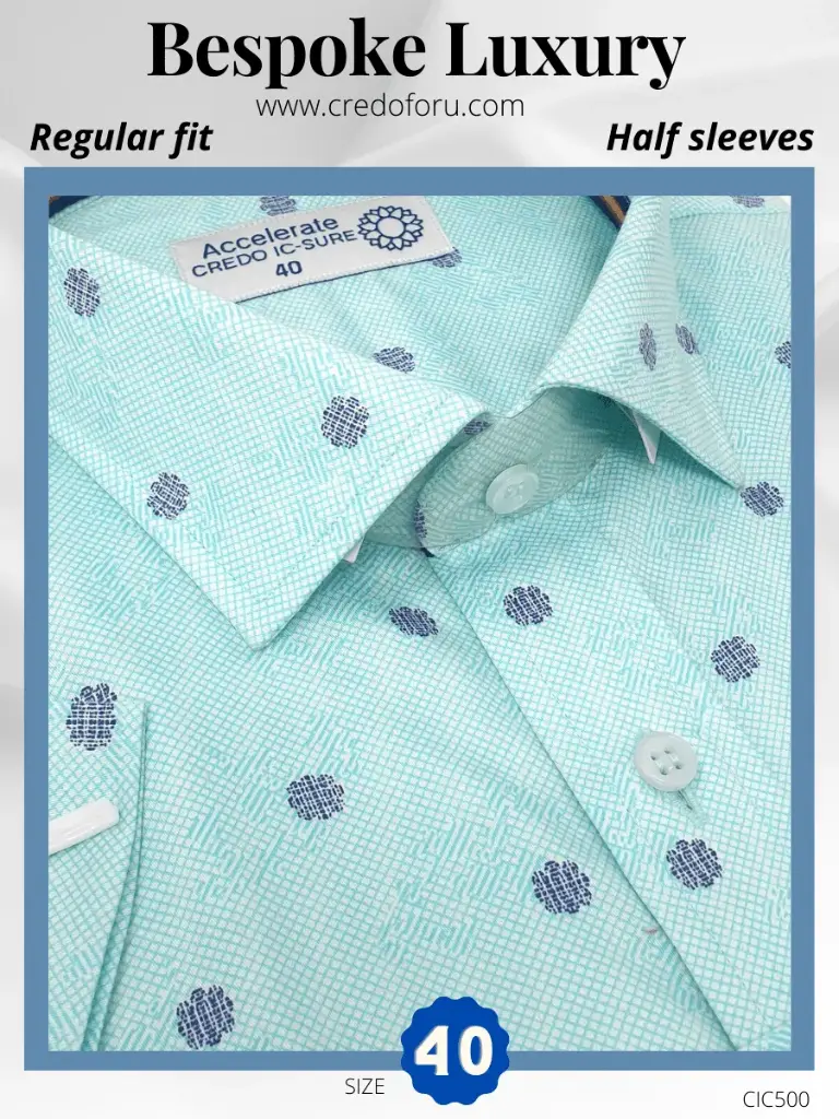 Arvind Fabric Blue & Green Printed Shirt(500)