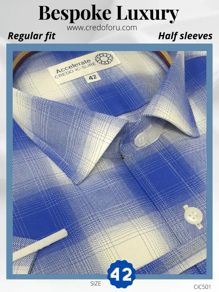 [cic501] Raymond fabric Blue White Check Formal Shirt(501)
