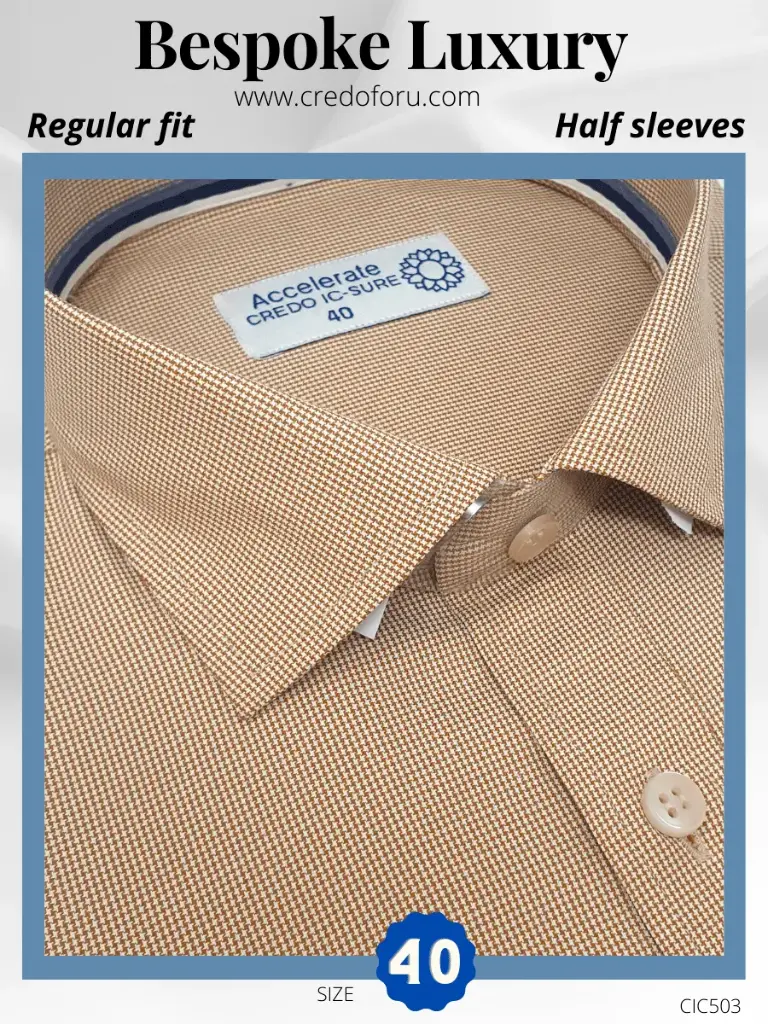 Raymond Fabric Brown White Texture Half Sleeve Formal Shirt(503)