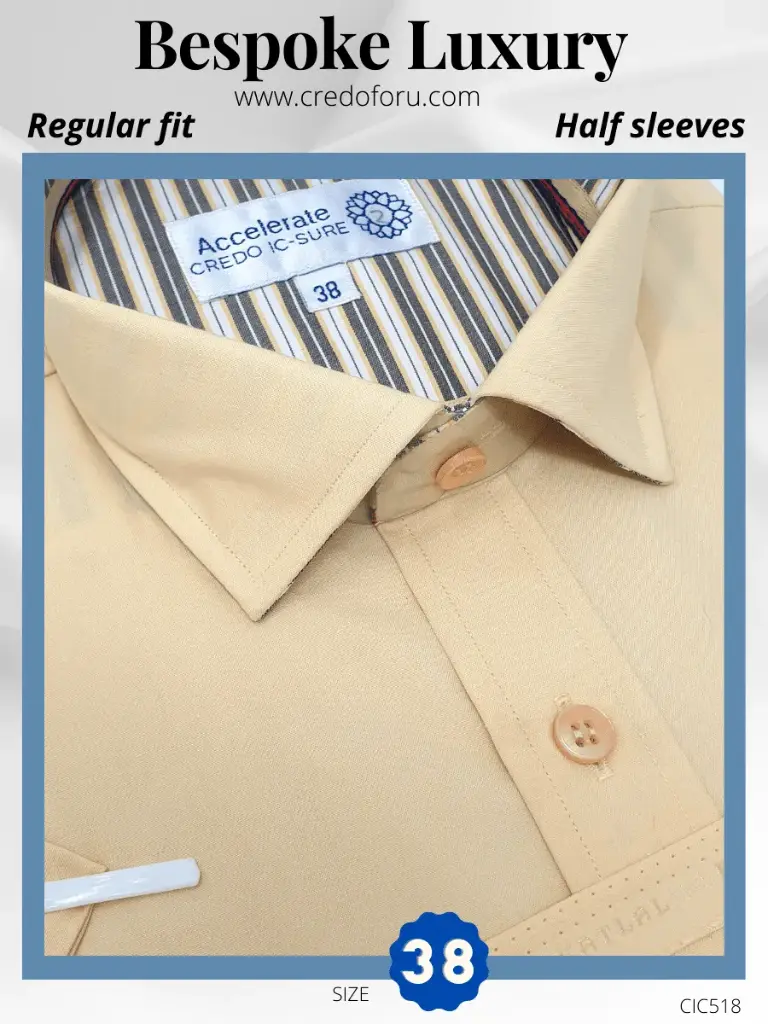 [cic518] Mafatlal Fabric Beige Formal Half Sleeve Shirt(518)