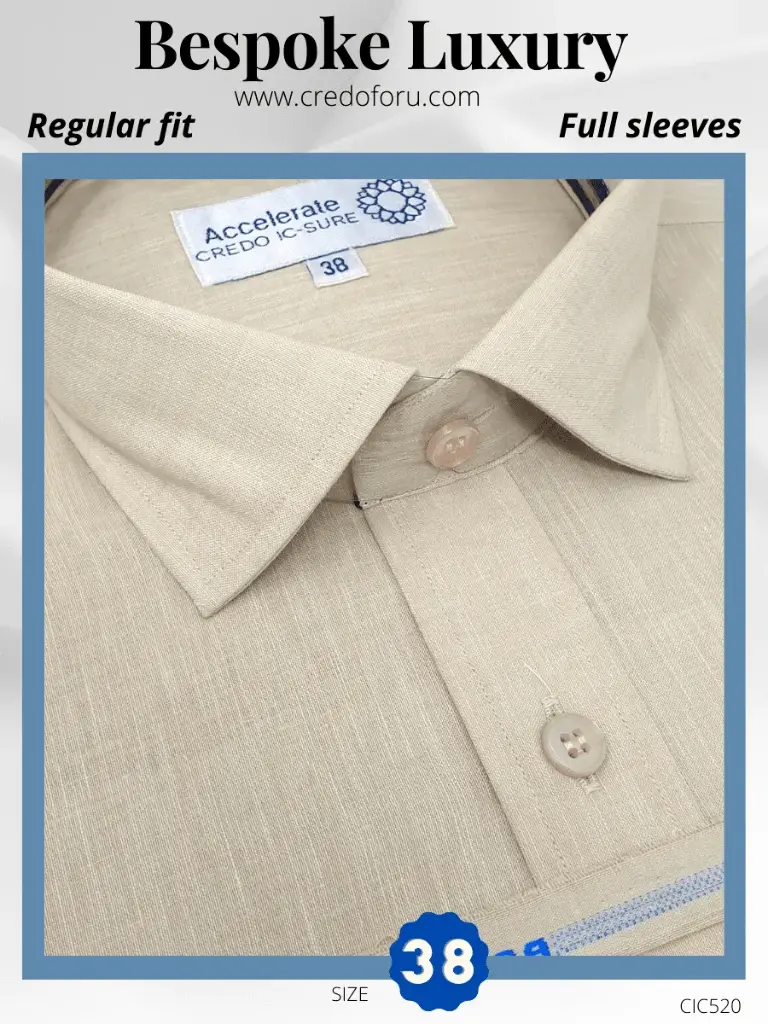 [cic520] Graviera Fabric Beige Texture Full Sleeve Formal Shirt(520)
