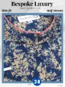 Italian Fabric Beige Floral Print on Navy Blue(522)