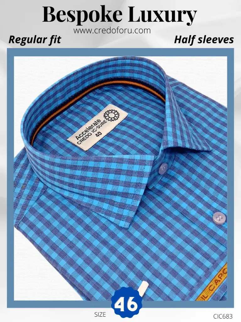 [raymond-fabric-blue-sky-blue-check-half-sleeve-shirt683-46-1] Raymond Fabric Blue Sky Blue Check Half Sleeve Shirt(683)