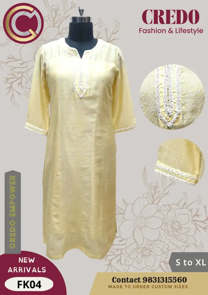 [cotton-yellow-kurti-l-1] Cotton Yellow Kurti