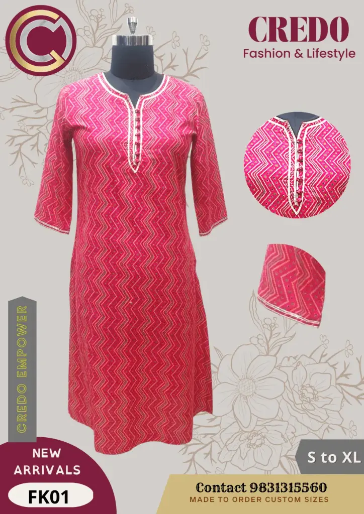 [cotton-pink-kurti-pink-1] Cotton Pink Kurti