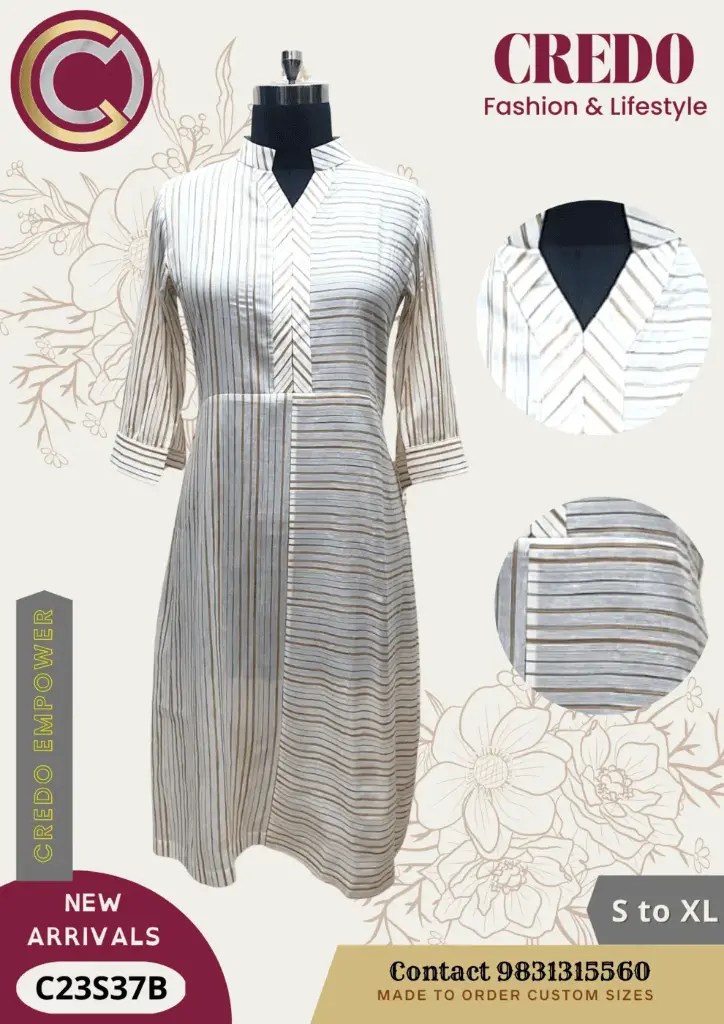 [chanderi-silk-striped-kurti-l-1] Chanderi silk striped kurti