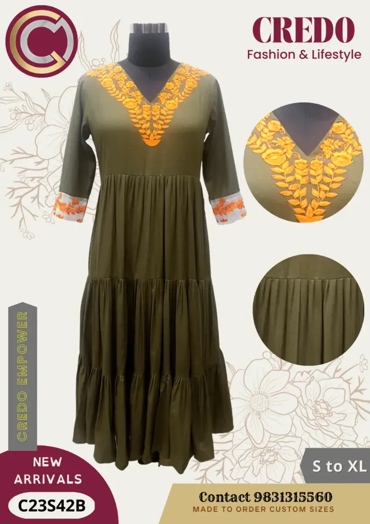 [sap-green-embroidered-dress-l-1] Sap green embroidered dress