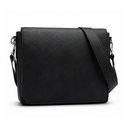 Premium Black Leather Look Compact Crossbody Laptop Bag for Men