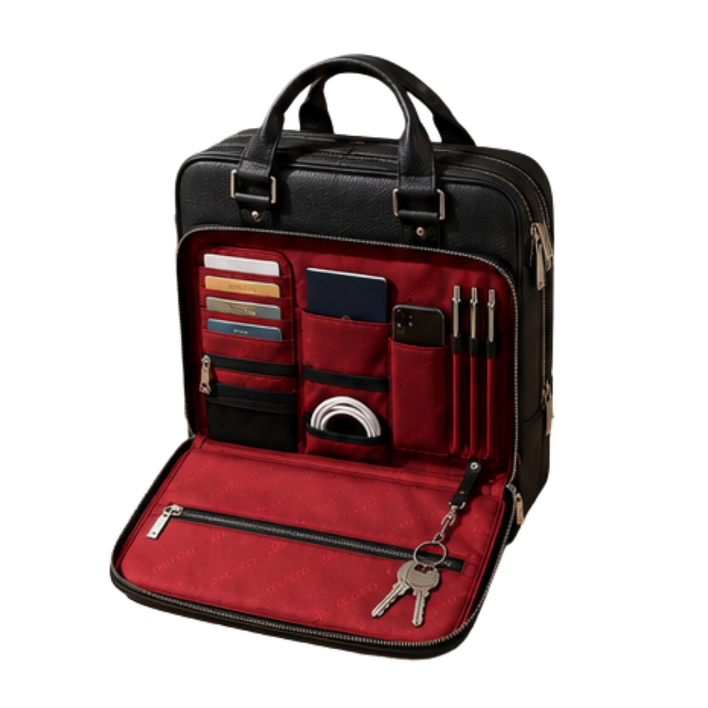 [VK-114] Premium Black Leather Look Convertible Laptop Backpack for Men
