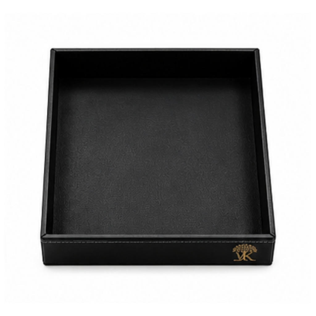 Premium Black Leather Look Desk Valet Tray for Men