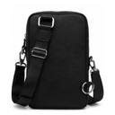 Premium Black Leather Look Dual-Compartment Crossbody Sling Bag for Men & Women