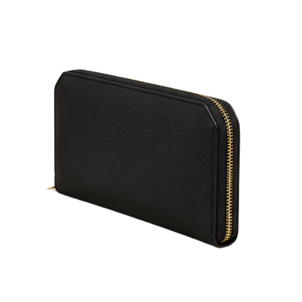 [VK-115] Premium Black Leather Look Multi-Slot Wallet Purse for Women