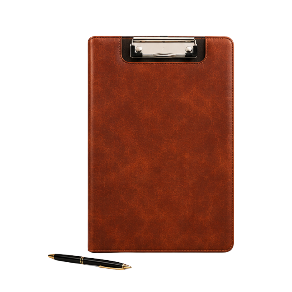 [VK-125] Premium Brown Leather Look A4 Clipboard Portfolio for Professionals